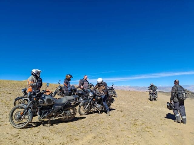riders parked his bike at hanle