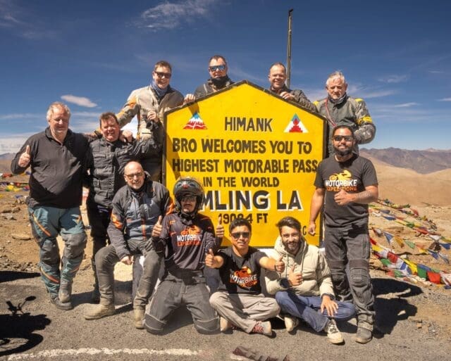 motorbike expeditions riders are at umlingla world"s highest motorable pass that is 19024 feet